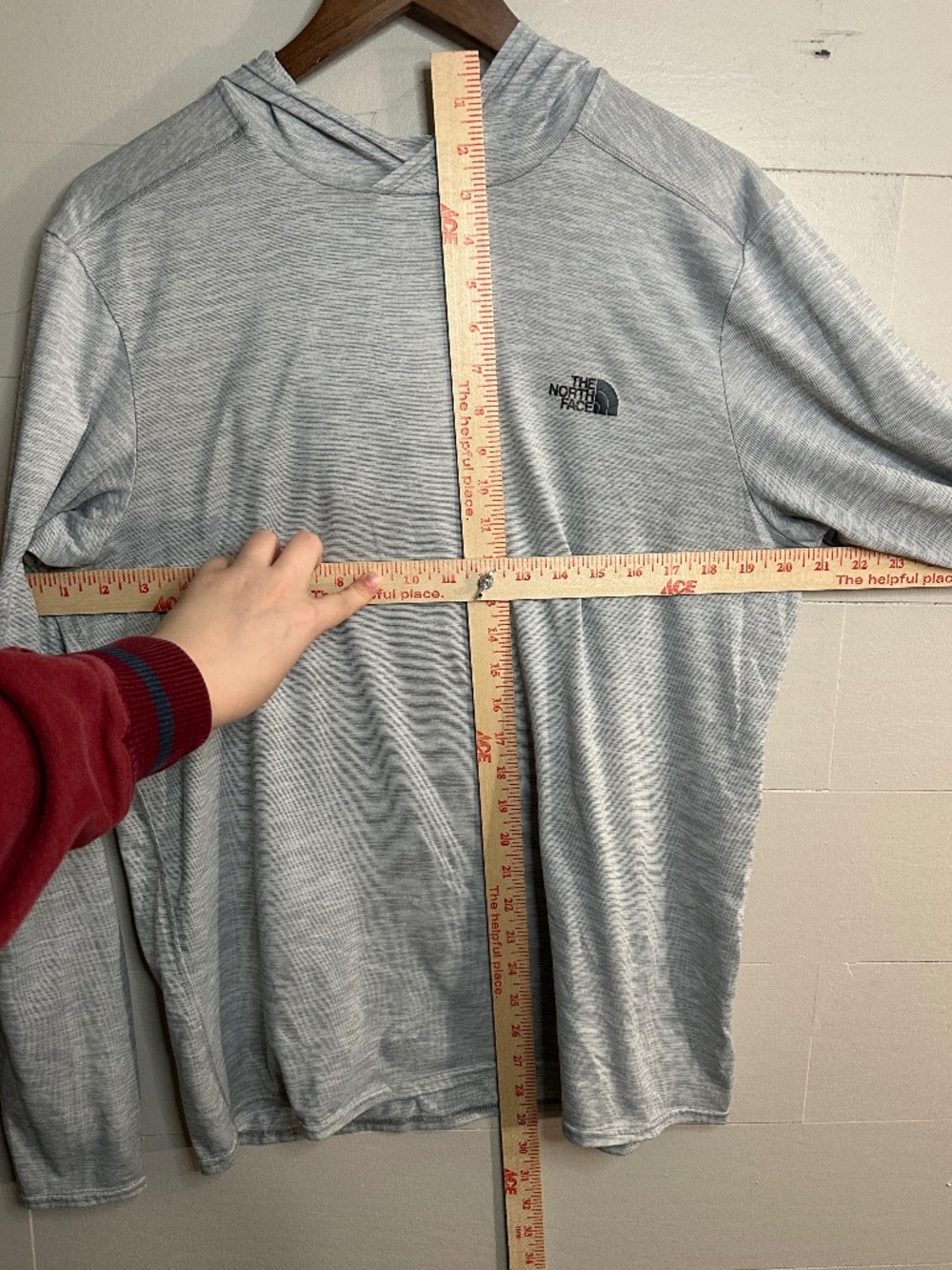 The North Face Men's Hooded Heather Gray Light Weight Hoodie Shirt Size Large - Picture 9 of 11